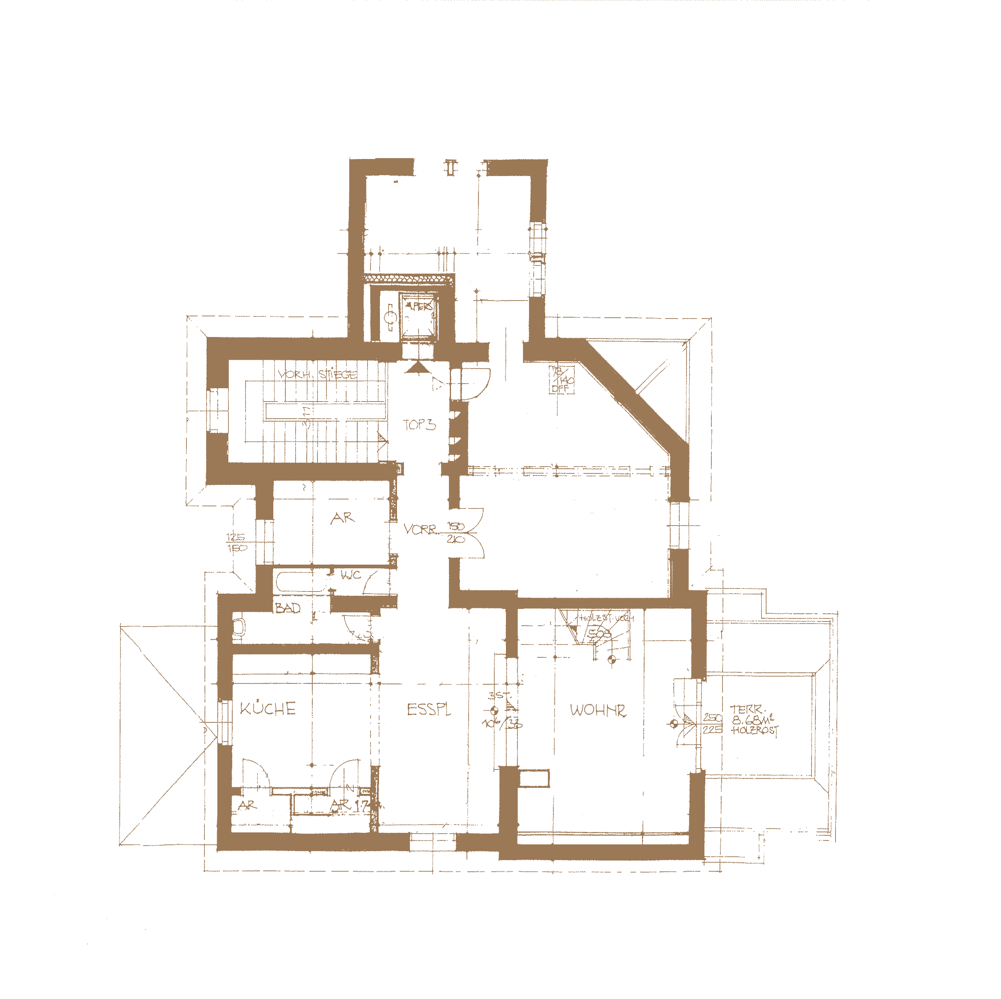 Dachgeschoss Grundriss der Villa in Baden