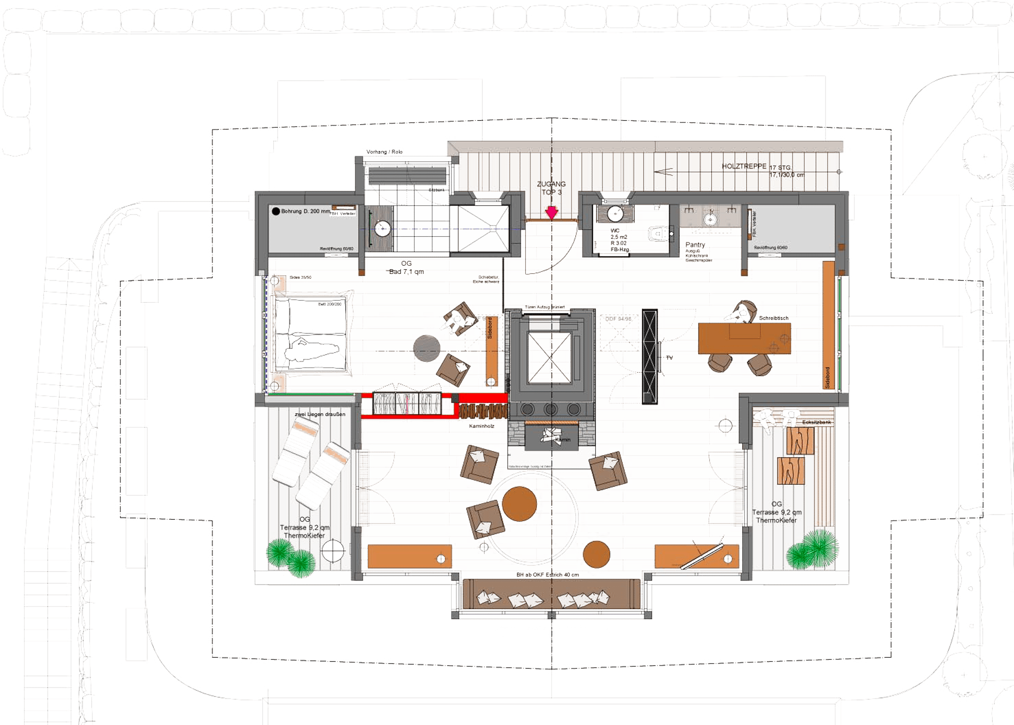 Grundriss Dachgeschoss Chalet am Lutzenberg
