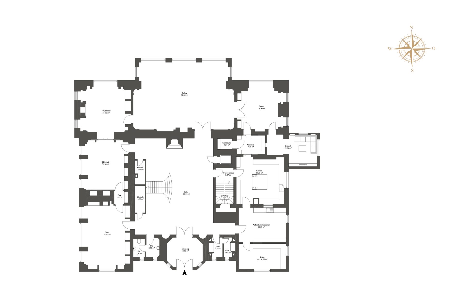 Grundriss Erdgeschoss der Luxusvilla „The Grand